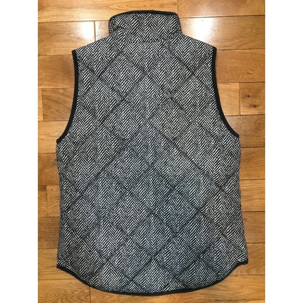 J Crew Down Filled Lightweight Gray Herringbone Quilted Puffer Vest Size XS